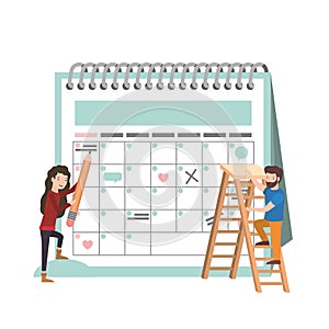 Couple with calendar reminder avatar character