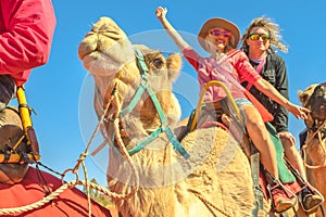 Couple camel ride