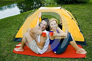 Couple camping