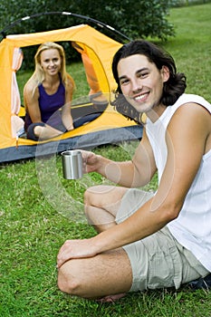 Couple camping