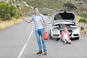 Couple after a car breakdown