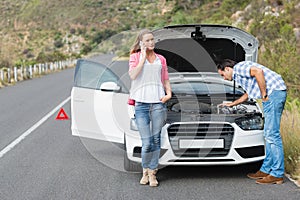 Couple after a car breakdown