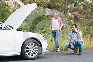 Couple after a car breakdown