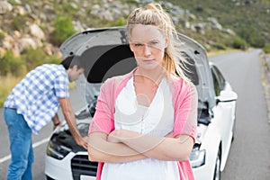 Couple after a car breakdown