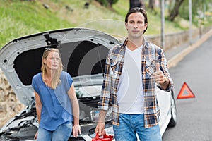 Couple after a car breakdown