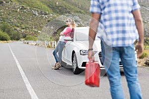 Couple after a car breakdown
