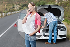 Couple after a car breakdown