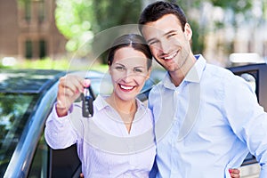 Couple with car keys