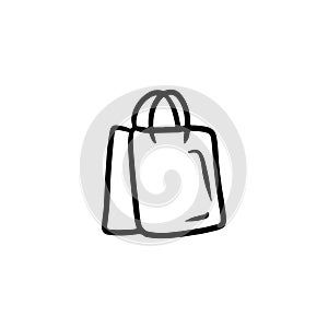 Couple of carton packages as a symbol of shopping in black isolated on white background. Hand drawn vector sketch