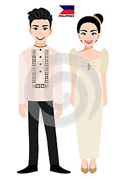 Couple of cartoon characters in Philippines traditional costume vector 272