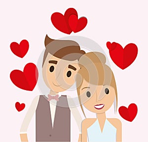 Couple cartoon wedding marriage icon. Vector graphic