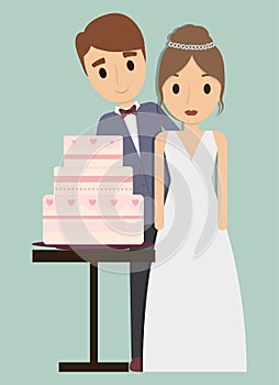 Couple cartoon wedding marriage icon. Vector graphic