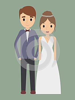 Couple cartoon wedding marriage icon. Vector graphic