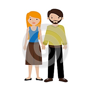 Couple with casual clothes with holding hands