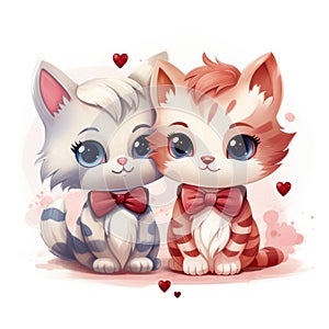 Couple of cats in love illustration
