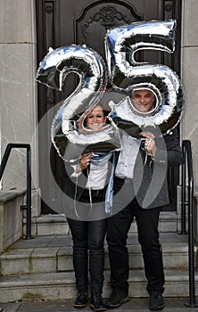 Couple celebrating  25th marriage anniversary