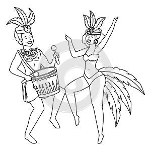 Couple celebrating brazil canival in black and white