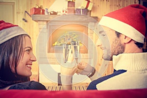 Couple celebrating Christmas and New Year's eve