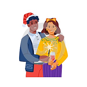 Couple celebrating christmas or new year vector