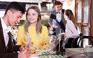 Couple is celebrating of day dating for dinner