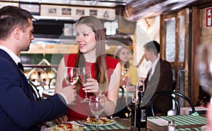 Couple is celebrating of day dating for dinner