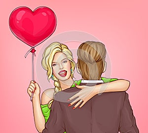 Couple celebrating engagement vector concept