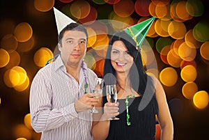 Couple celebrating New Year's Eve