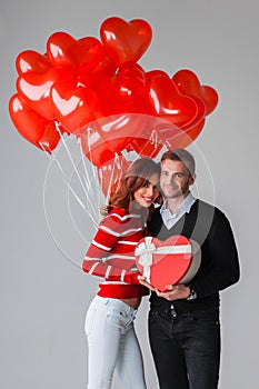 Couple celebrating Saint Valentine`s Day