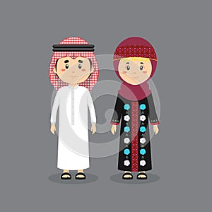 Couple Character Jordania Wearing Traditional Dress photo