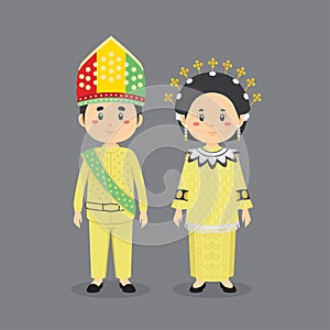 Couple Character Wearing Gorontalo Traditional Dress