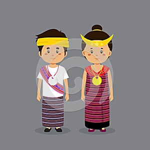 Couple Character Wearing Timur Leste National Dress photo