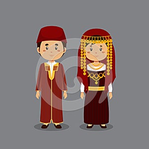 Couple Character Wearing Tunisians National Dress