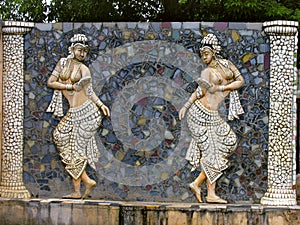 Couple with child, Rock Garden, Malampuzha, Kerala, India