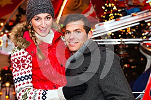 Couple during the Christmas market or advent season