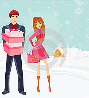 Couple on Christmas shopping