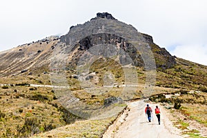 Couple of climbers climbing the Guagua Pichincha