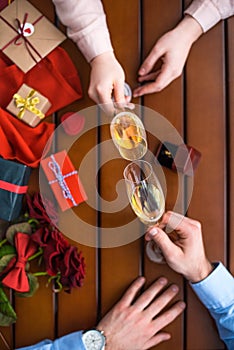 Couple clinking with glasses of champagne