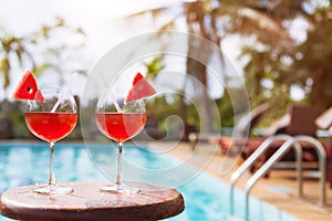 Couple of cocktails in luxurious beach hotel