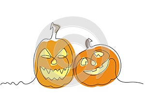 Couple of colored vector pumpkins in minimalism for Halloween