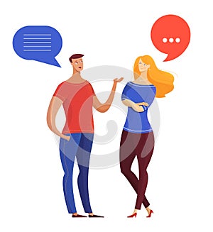 Couple communication, dialog vector illustration