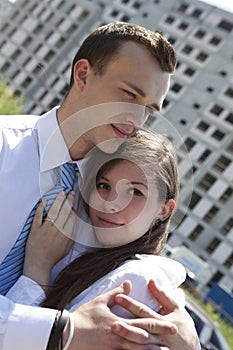 Couple on construcion site