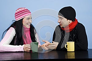 Couple conversation and laughing together