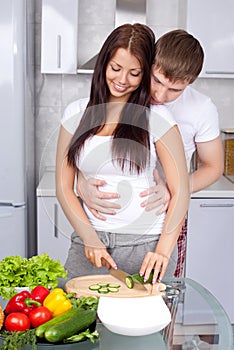 Couple cooking together photo