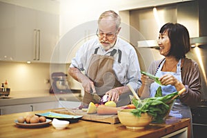 Couple Cooking Together Enjoyment Concept