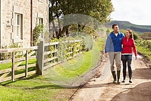 Couple on country walk