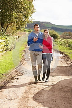 Couple on country walk