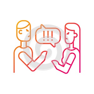 Couple criticizing each other gradient linear vector icon