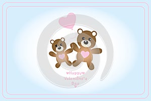 Couple of cute teddies with heart balloon - Happy Valentine`s Day