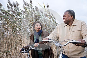 The couple cycling