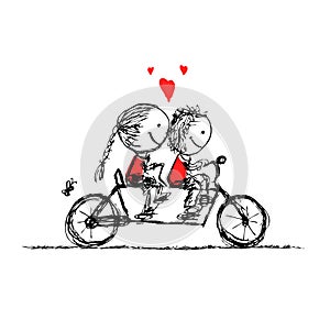 Montando una bici común Día de San Valentín bosquejo tuyo 